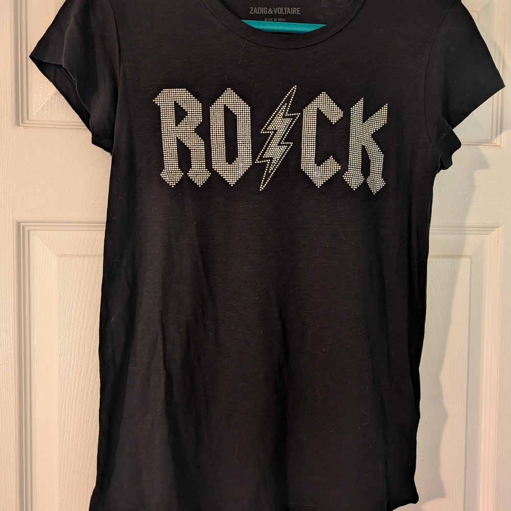 Zadig & Voltaire Studded Black Rock T-Shirt Size M